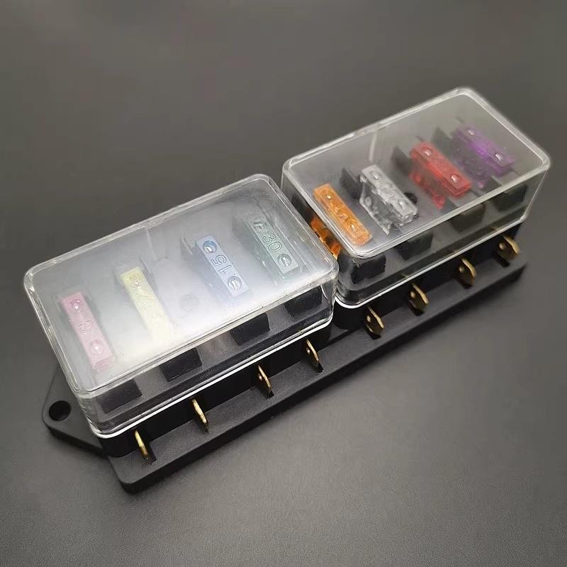 4/6/8/10 Way Car Fuse Box Car Fuse Holder Car Truck Auto Blade Fuse Box with 4/6/8/12 Fuses for 12V 24V ATO Standard Circuit Fuses4