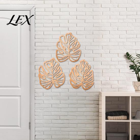 Nature Inspired Wall Art 3Pcs Hollow Monstera Leaf Decoration, Wooden Tropical Hanging Plaque, Decorative Artistic Decor Sculpture with Hook