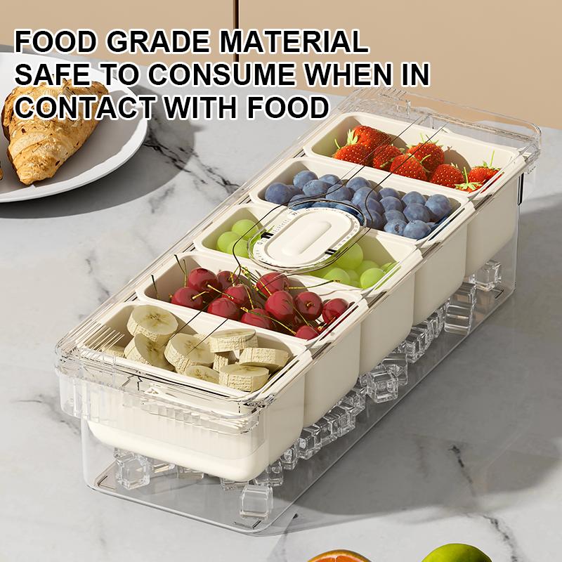 Divided Serving Tray with Lid Food Storage Container Snack Box 5 Compartment Snack Container Kitchen Fruit Storage Container New