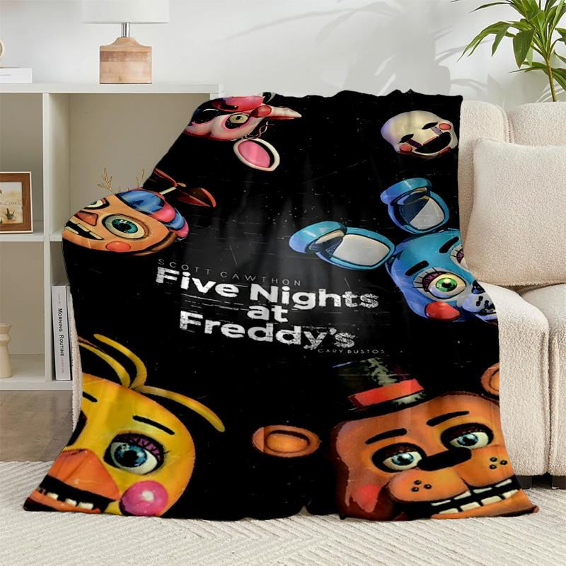 1PC Five Nights Teddy Bear Flannel Blanket Gift, Suitable for Both Men And Women, Soft Ideal for Beds And Sofa, Birthday Or Christmas Gift