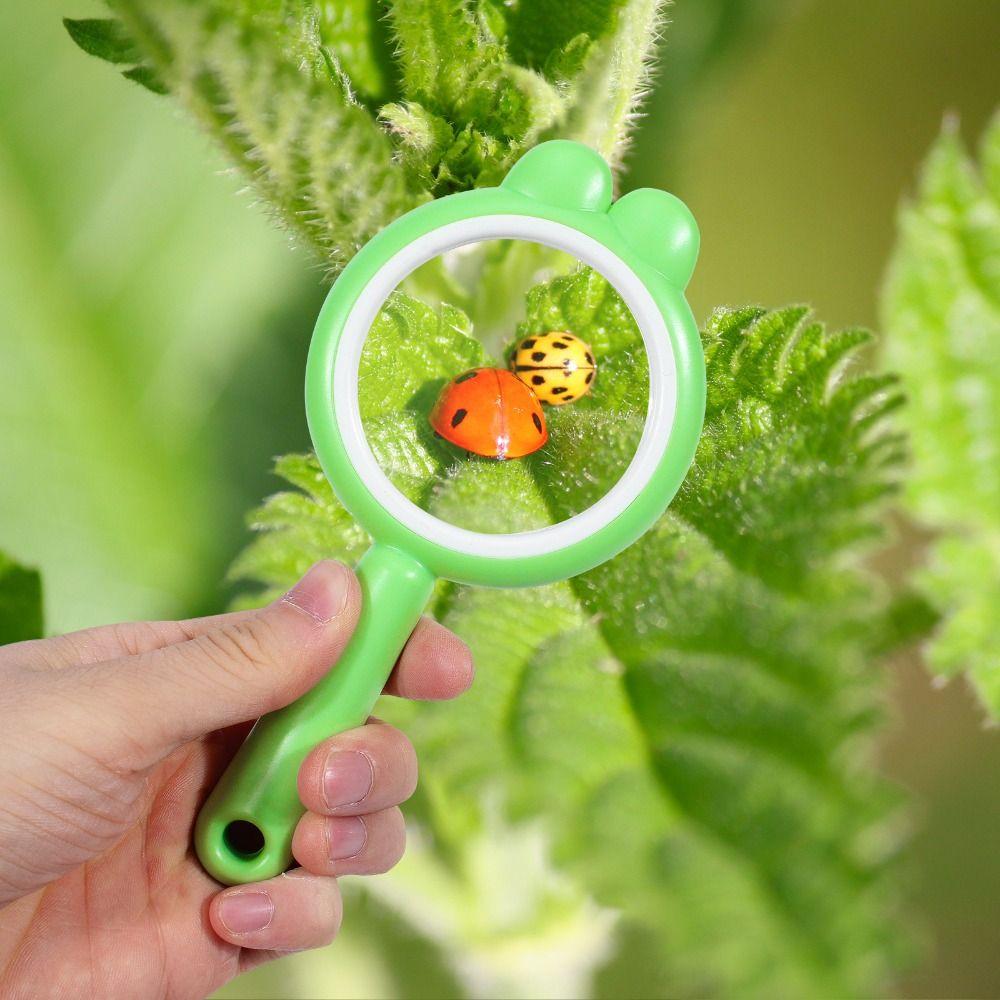 Science Tool 4X Magnifyer Pink/Purple/Yellow/Green Handheld Reading Magnifier  Kids