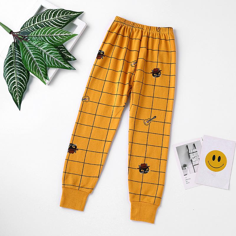Детские осенние брюки из чистого хлопка: Мягкая внутренняя одежда для мальчиков и девочек, легкие пижамы на весну и осень
