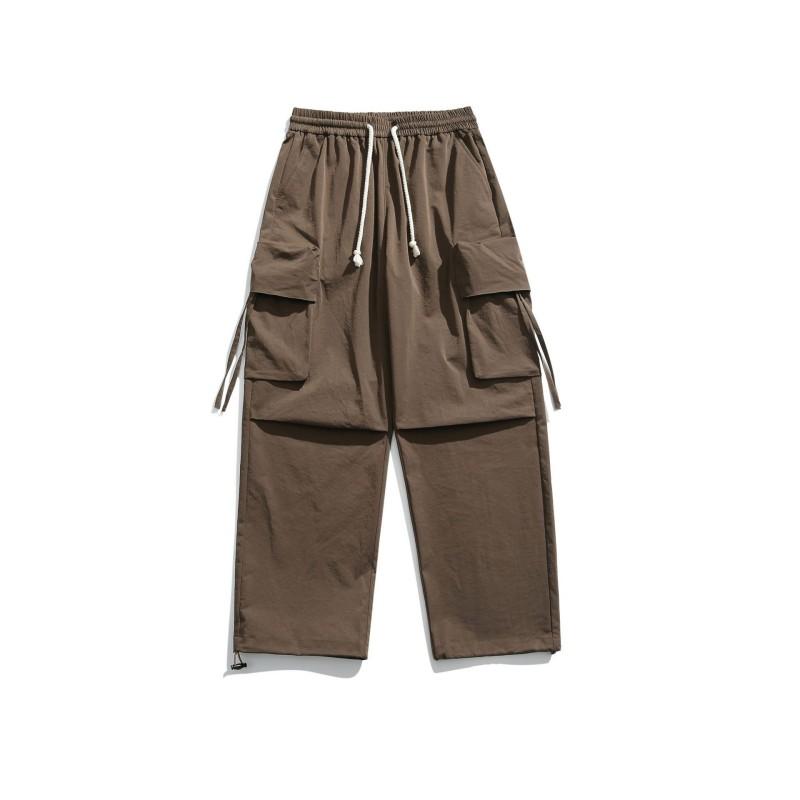 Новые свободные брюки-карго-десантники с широкими штанинами, весенние модные брендовые брюки с несколькими карманами для мужчин