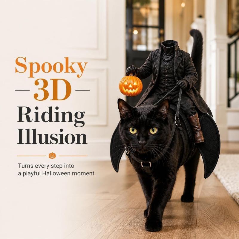 Костюм Кошки для Косплея на Хэллоуин 3D Безголовый Всадник Регулируемая Одежда для Питомцев для Вечеринки Фото Реквизит