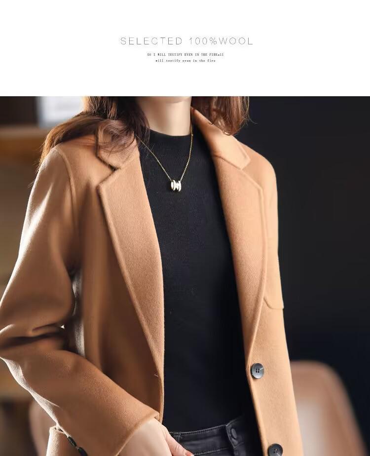 Новое женское шерстяное пальто в корейском стиле - для миниатюрных, стройнящее, осенне-зимняя мода