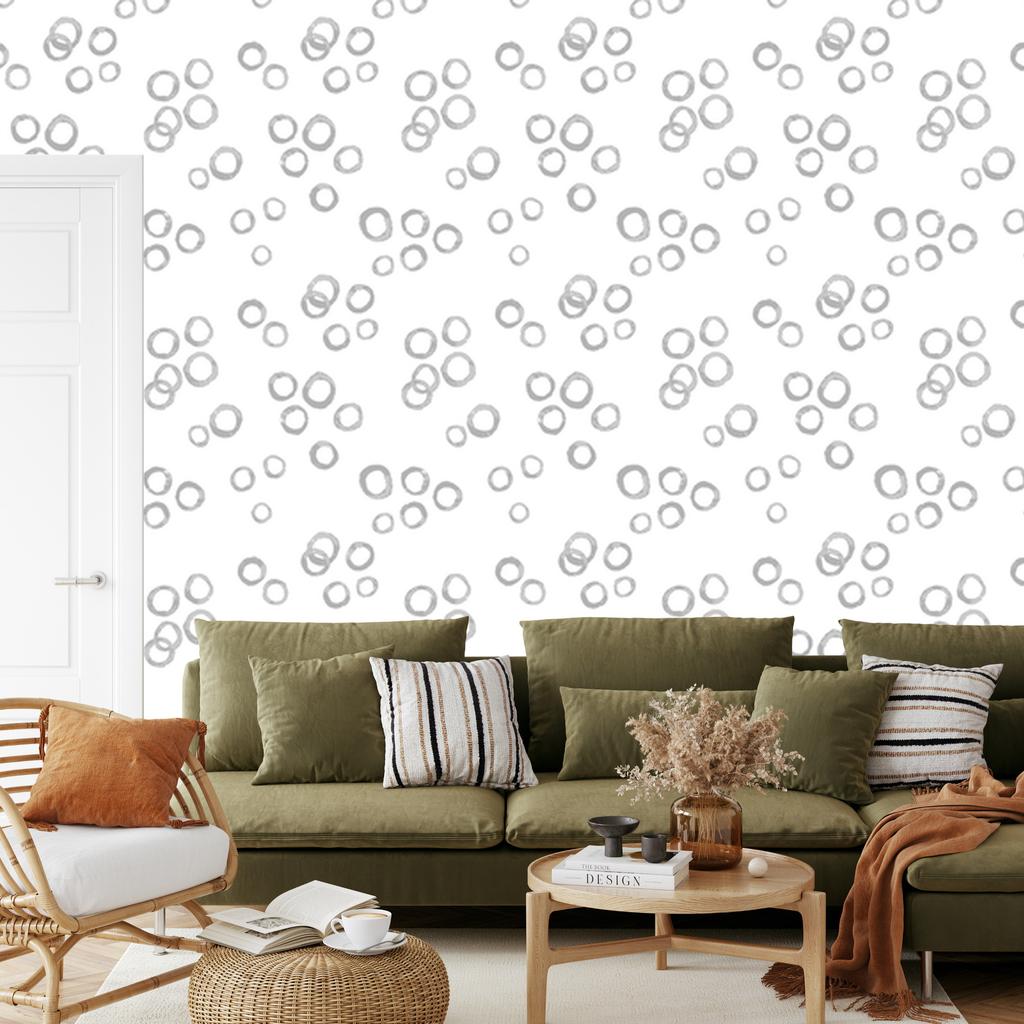 Gray delicate circles wallpaper for living room and bedroom 50x1000