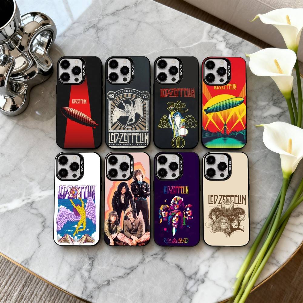 Крутой чехол для телефона Rockin L-Led Z-Zeppelin BAND для iPhone17,16,15,14,13,12,11 Plus,Pro Max Конфетный Серебряный Покрытие Внутри