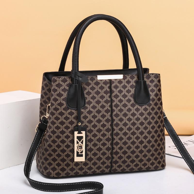 Spring and Autumn Female's Fashion PU Leather Printing Large Capacity Retro Shoulder Bag CLE