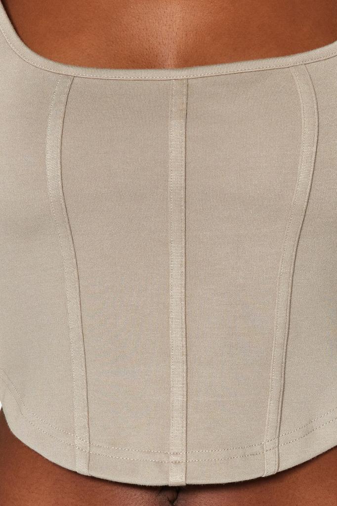 Женская модная новая блузка с каменной окантовкой и детальным квадратным воротником, укороченная трикотажная блузка с интерлоком