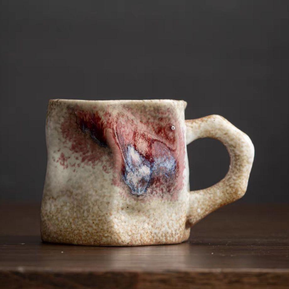 Japanese-Style Simple Coarse Pottery Coffee Cup Creative Kiln Change Mug Retro Ceramic Cup Home Cup Office Cup Breakfast Cup