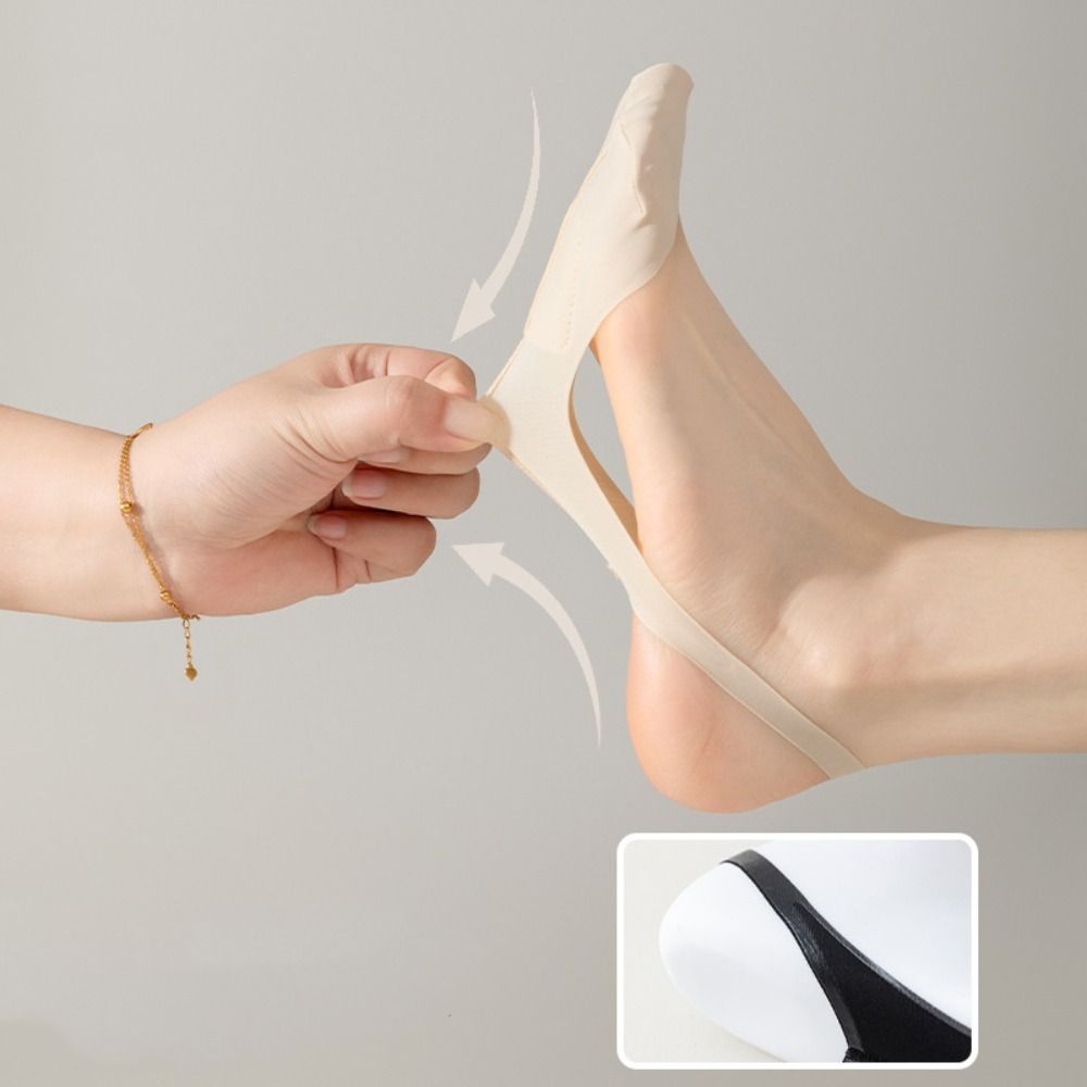 4Pairs Ultra-thin Ice Silk Socks Invisible Half Palm Boat Socks Soft Half Feet Socks Summer