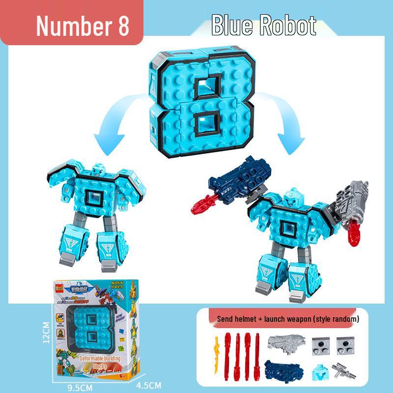 Large Kids' Number Symbol Transforming Robot Car Toy Set