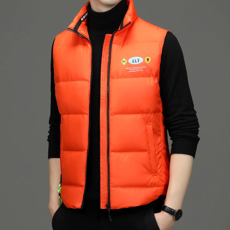 Пуховик с воротником-стойкой, жилет, мужской осенне-зимний новый модный жилет без рукавов с хлопковой подкладкой, жилет, кардиган для мужчин