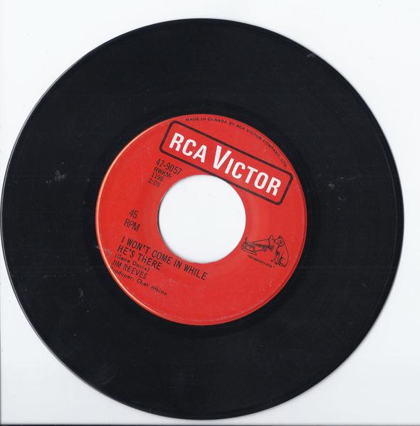 7-дюймовая пластинка ДЖИМ РИВЗ - Я не войду, пока он там 479057 RCA Victor Canada Фолк Б/У