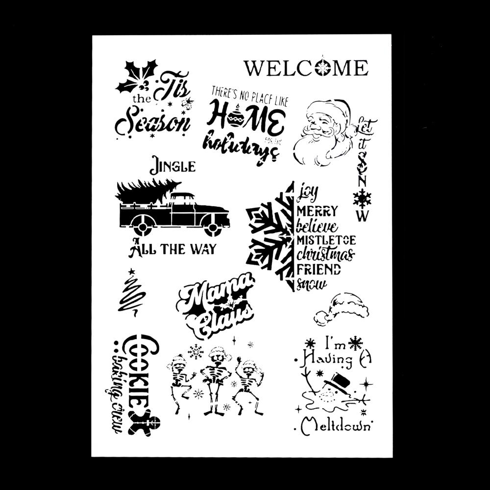 Декоративный многоразовый рождественский трафарет размера А4, трафареты для рисования для поделок, скрабукинг, роспись по дереву, холсту, полу, стенам и плитке