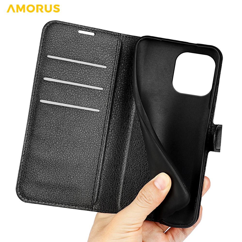For iPhone 14 Pro Wallet Case Litchi Texture Shockproof Leather Flip Stand Phone Cover
