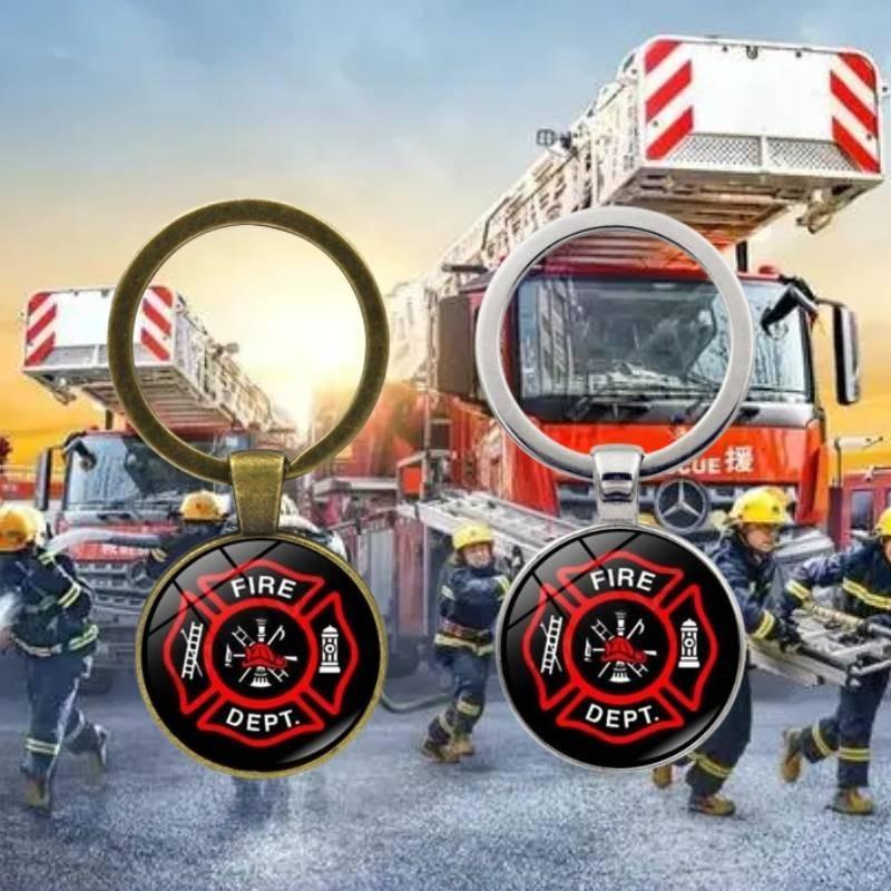 Modern Simple Style Zinc Alloy Firefighter Emblem Keychain Elegant Gift