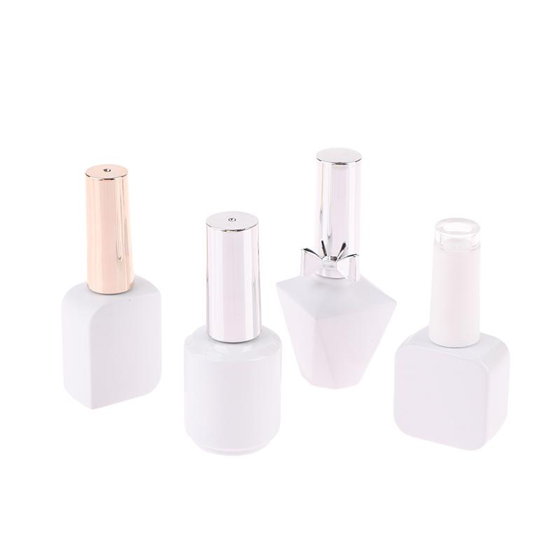 8/10/12/15Ml Empty Glass Nail Gel Bottle Matt White Filling Nail Polish Glue Sealing Basic Oils Light-Resistant Good Storage