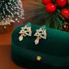 Dainty Christmas Tree Cutout Stud Earrings with Sparkling Zircon Stones for Fashionable Women
