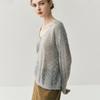 Women's V-Neck Hollowed Cashmere Cardigan - Loose Fit Autumn 2025 Cover-Up Pullover