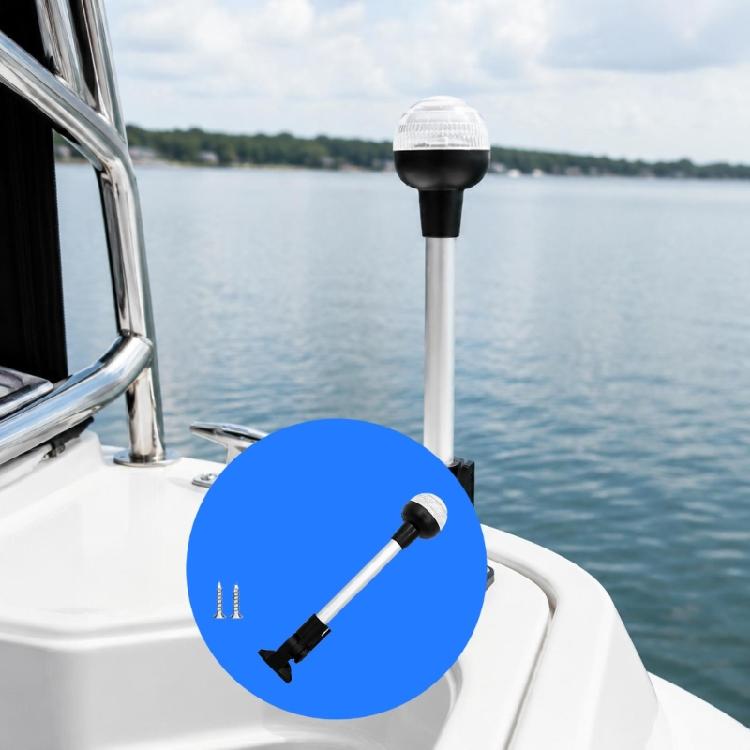 Support Post Rear Light for Yacht Pontoons, 12 Inch Marine Navigation Lamp with Clear Ribbed Lens, 12V LED Details, and Screw Hardware Included