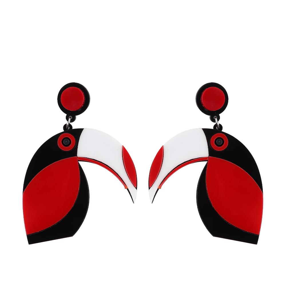 Fashion Flamingo Parrots Acrylic Dangle Earrings For Women Girls Geometric Big Animals Birds Drop Earrings Brincos Party Jewelry