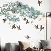 Chinese Ink Painting Bamboo Birds Wall Stickers for Living Room Bedroom Sofa Background Decor Vinyl Wall Decals Home Decor