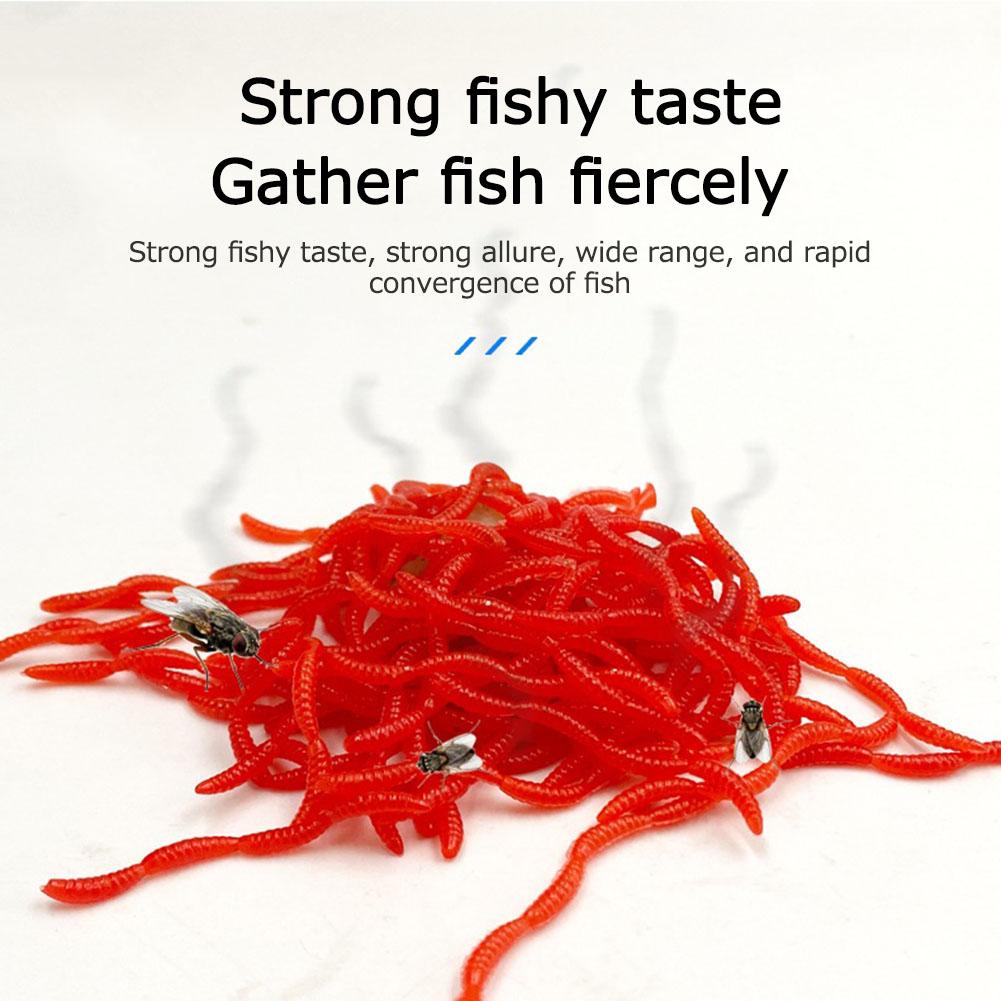 100 шт. Красные черви, мягкая приманка, похожая на наживку для ловли земляных червей, карпа, окуня, 5 см/1,97 дюйма, искусственная приманка для рыбалки, аксессуары для рыбалки