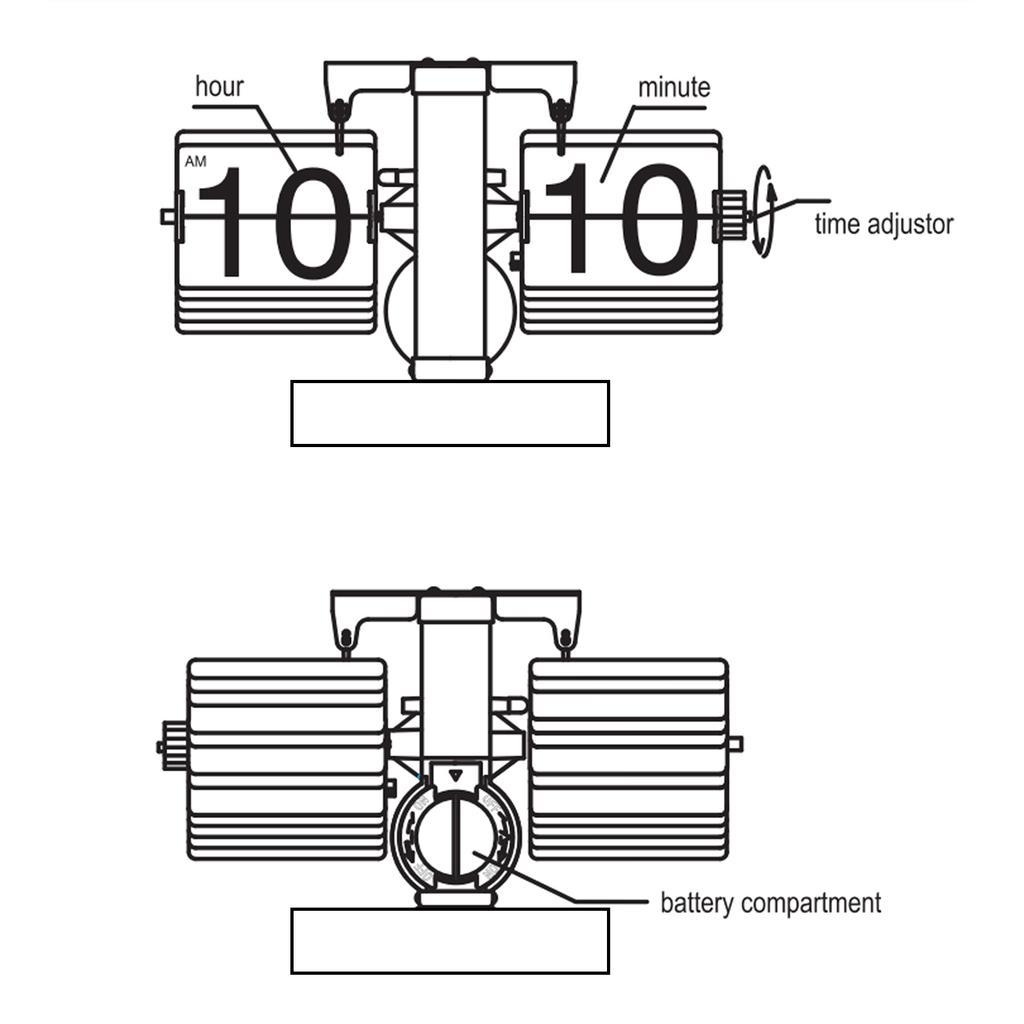 Ретро Перекидные Часы Автоматическое Перелистывание Страниц 12 Часов Работающие от Батарейки Механические Часы с Большими Цифрами для Гостиной Письменного Стола