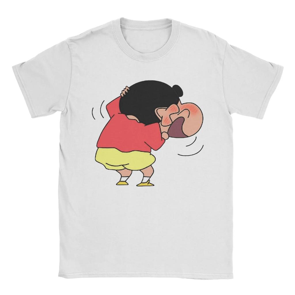 Funny Crayon Shinchan Shiro T Shirt Unisex Round Neck Short Sleeve Clothing Cute Anime Cartoon 100cotton Summer Topstops