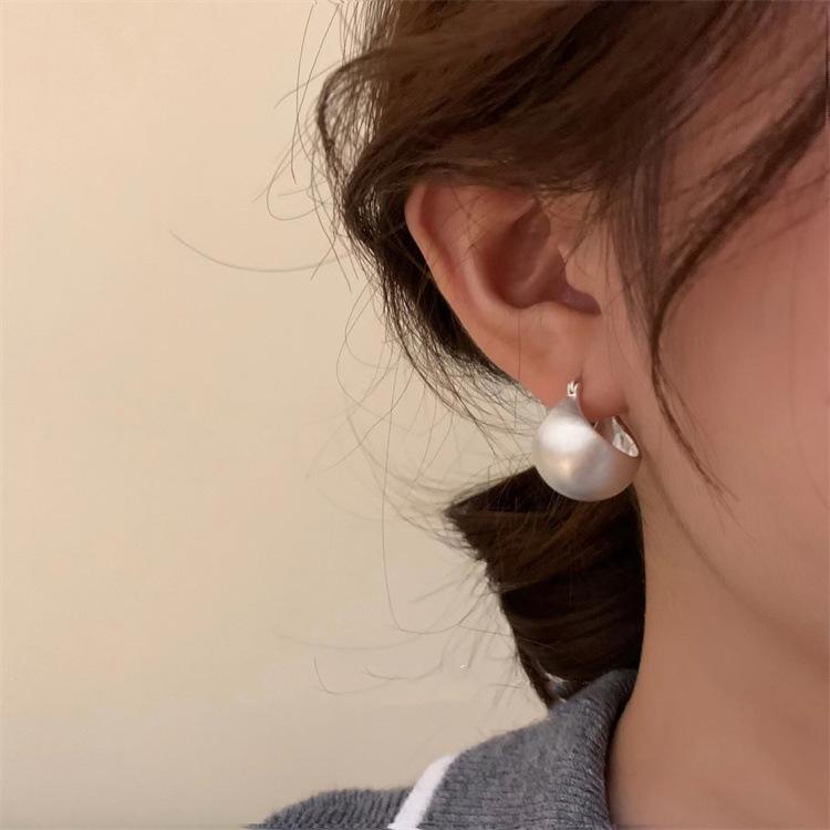 Серьги-кольца из стерлингового серебра 925 пробы, корейские, геометрический шар, рисунок, простые, темпераментные, изысканные, сексуальные, ювелирный подарок, серьги-кольца