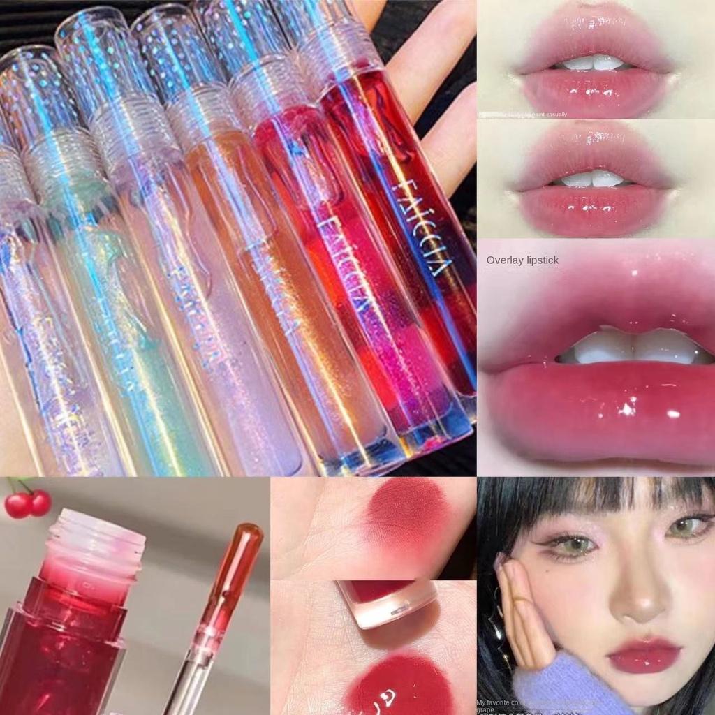 Silky Water Glide Lip Gloss Mirror Beep Lip Glaze Jelly Lip Gloss Hydrating Student Cosmetics Lip Gloss Long-lasting Waterproof Lipstick Non-stick