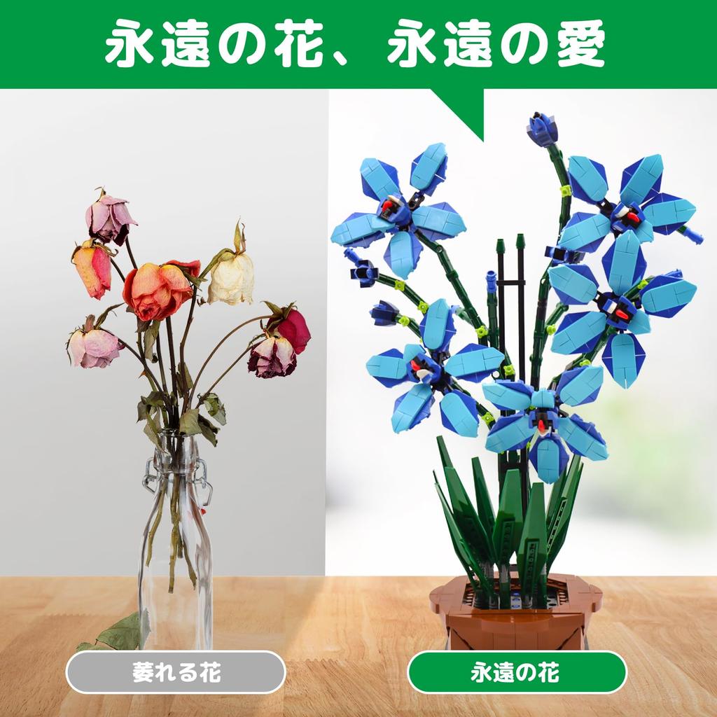 Набор блоков цимбидиума HIUME, 1097 деталей, высота совместима с Lego Flowers и основными брендами, креативные строительные блоки для самостоятельного изготовления, игрушка, подходящая для детей