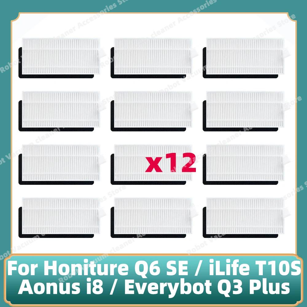 Compatible for Honiture Q6 SE / iLife T10S / Aonus i8 / Everybot Q3 Plus / Q3 Parts Main Side Brush Cloth Filter Dust Bag