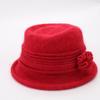 Women's Knitted Women's Rabbit Proof Wool Pot Hat Autumn Winter Thickened Warm Keeping Mother's Hat Flower