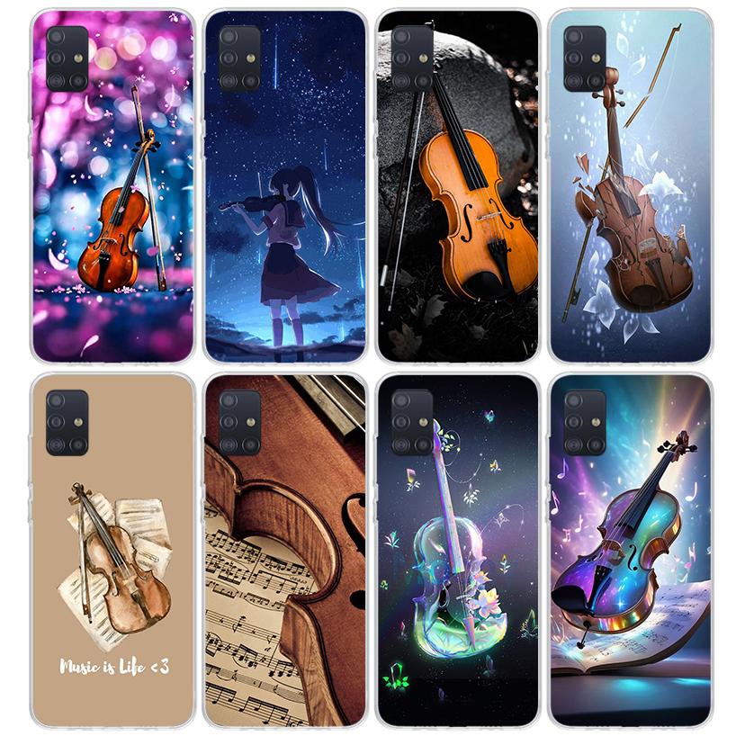 Music Violin Phone Case For Samsung Galaxy A52 A51 A50S A32 A22 A12 A02S A72 A71 A31 A70 A30S Note 20 Ultra 10 Plus S10 Galaxy A