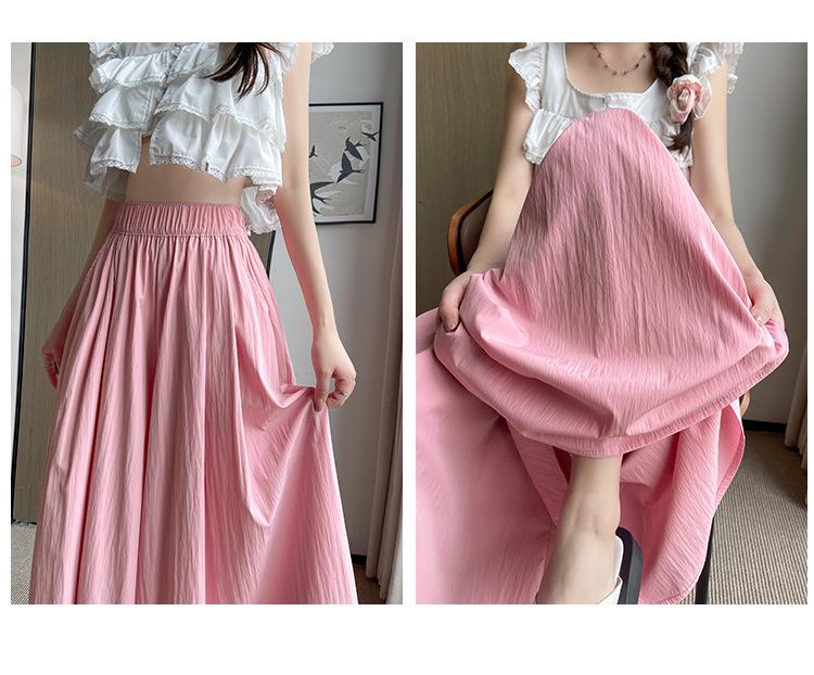 Абрикосовые кюлоты А-силуэта с высокой талией от Yamamoto для женщин, лето 2025: Слимминг, Повседневные, Маленький рост, Ленивые широкие брюки