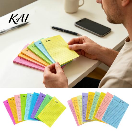 Adhesive To-do List for Office Lined Fluorescent Sticky Notepad, Lists with Check Boxes Page Markers Students Multi-colored Notes, Increase Efficiency