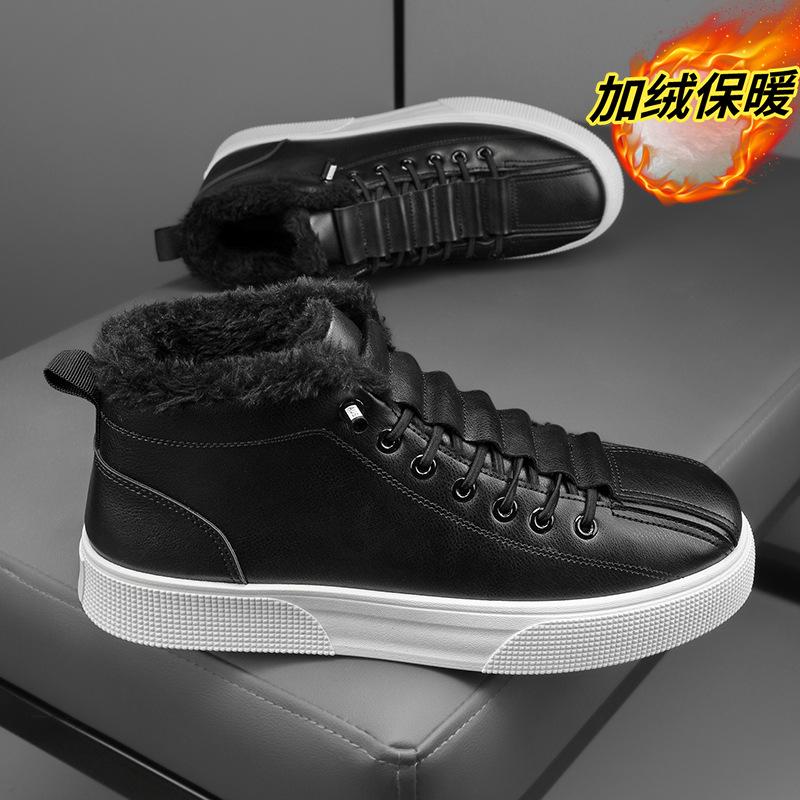 2025 зима новая мужская обувь флис утолщенные высокие спортивные кеды модная повседневная обувь теплая мужская хлопковая обувь