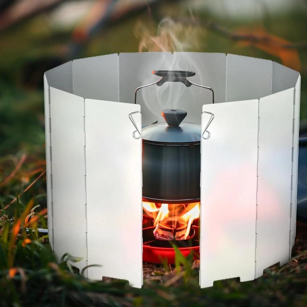 8/10 Plates Gas Stove Wind Shield Folding Air Baffle Lightweight Burner Screen Guard  Camping Tools