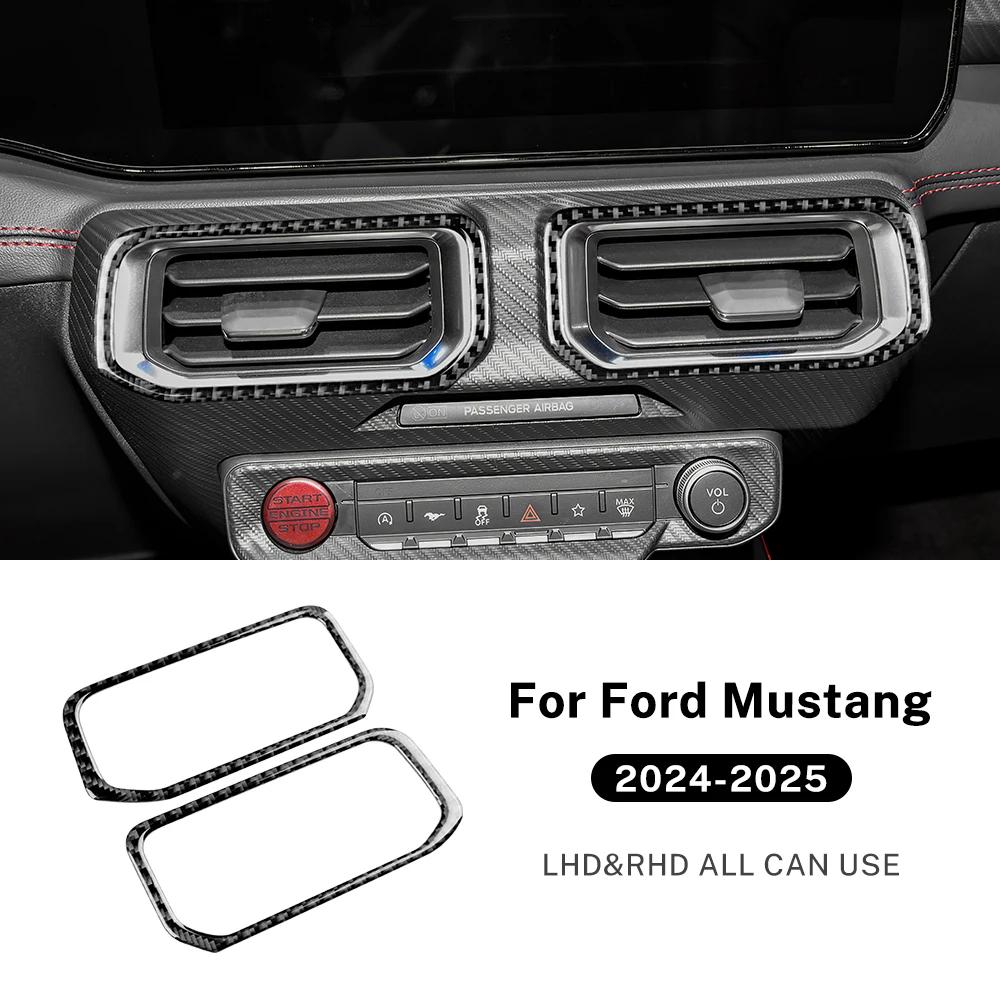 For Ford Mustang GT Dark Horse EcoBoost 2024 2025 2026 2027 Real Soft Carbon Fiber Sticker LHD RHD Car Central Control AC Panel