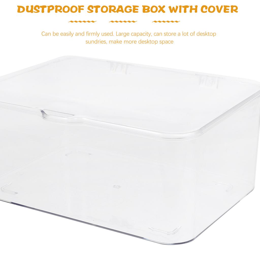 Desktop Storage Box Large Capacity Ps Stackable Transparent Organizer Dustproof Container for Home Office Kitchen