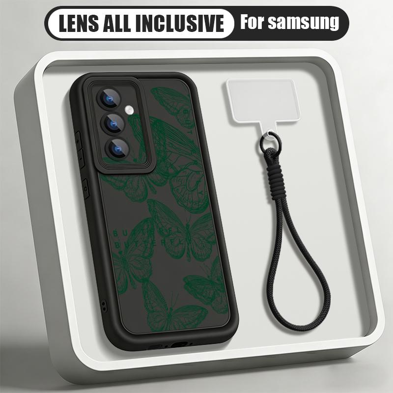 Чехол-шнурок с принтом «Линия Бабочка» для Samsung A57 A37 A27 A17 S26 Ultra S25 S24 S23 S22 S21 FE A54 A55 A16 A26 A36 A56 5G Ударопрочный бампер
