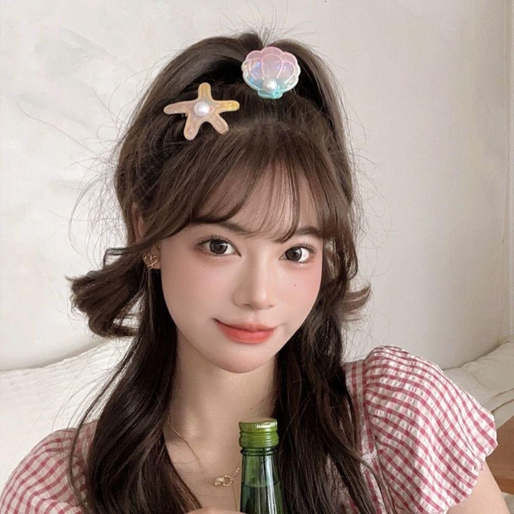 Pearl Starfish Hair Clip Conch Sweet Barrettes Small Shell Hair Clip Headdress