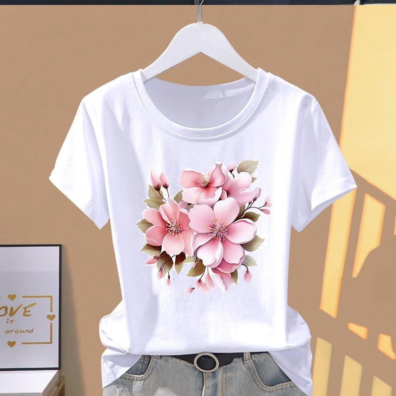 (Азиатский размер) Футболка с графическим рисунком, повседневная футболка с принтом, женская бабочка, милый тренд, милая повседневная женская футболка 90-х годов, модная футболка с коротким рукавом