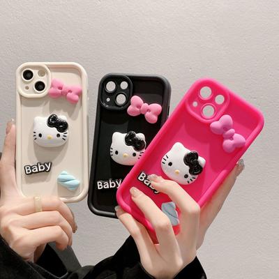 Gaozhu Милый КТ Кот Подходит для Чехлов для Телефона Apple 16plus. 3D Бант Защитный чехол для iPhone11 с полной защитой