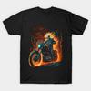 Мужская черная футболка с принтом Ghost Rider Печать на трансферной бумаге без вырезания Хлопковая футболка