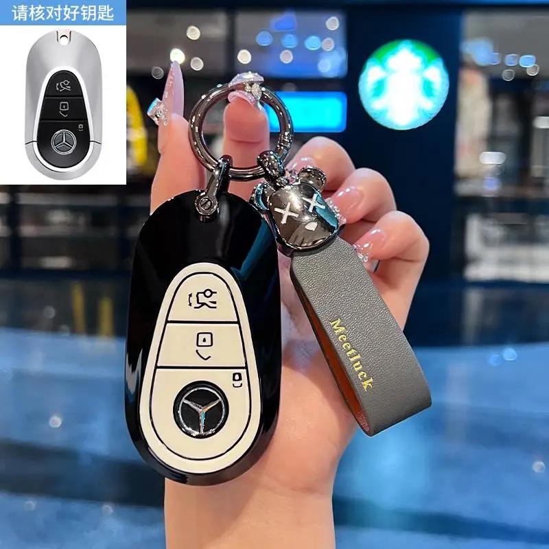 TGM3 Female Key Case for Mercedes Benz CLS CLA GL R SLK AMG A B C S Class 3 Button Remote Car Key Cover Holder Keychain Accessories