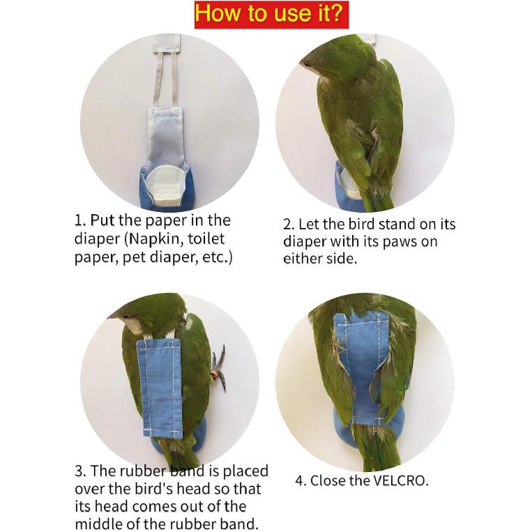 Bird Clothes Parrot Diapers Bird Flight Suits, Reble Waterproof Diapers pet Bird Supplies (2XL)