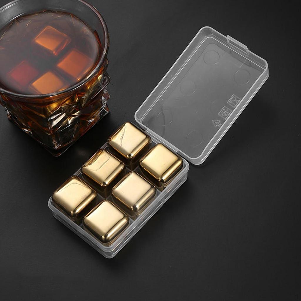 Набор кубиков для охлаждения напитков из нержавеющей стали премиум-класса с подносом — идеально подходит для виски, коктейлей и